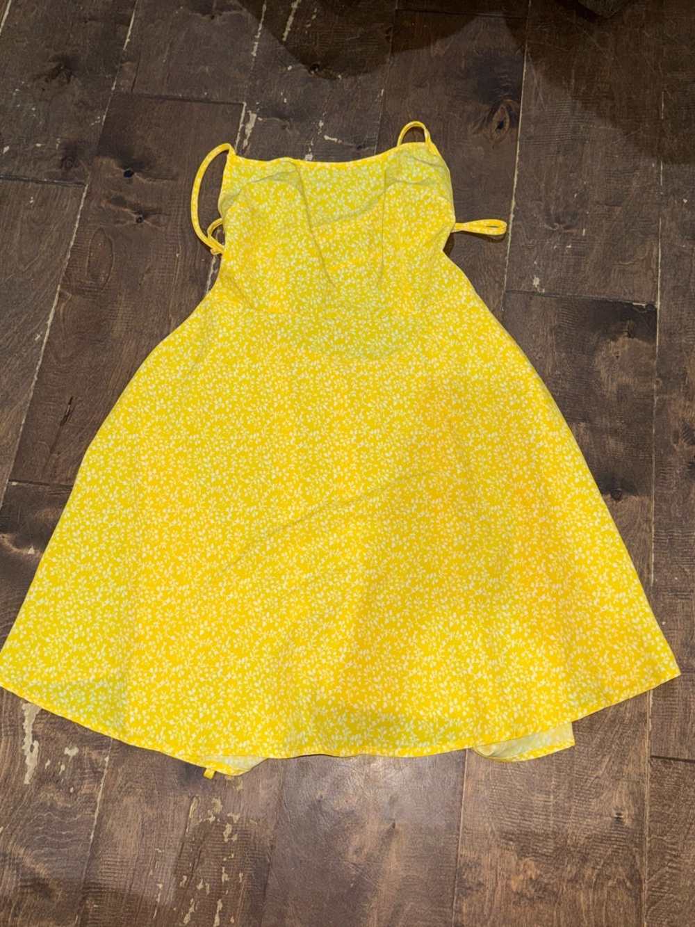 SHEIN Yellow Floral Spaghetti-Strap Womens Dress